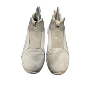 PUMA RABEL MID WOMEN'S GRAY/WHITE STRECH SLIP-ON SNEAKERS Size 8